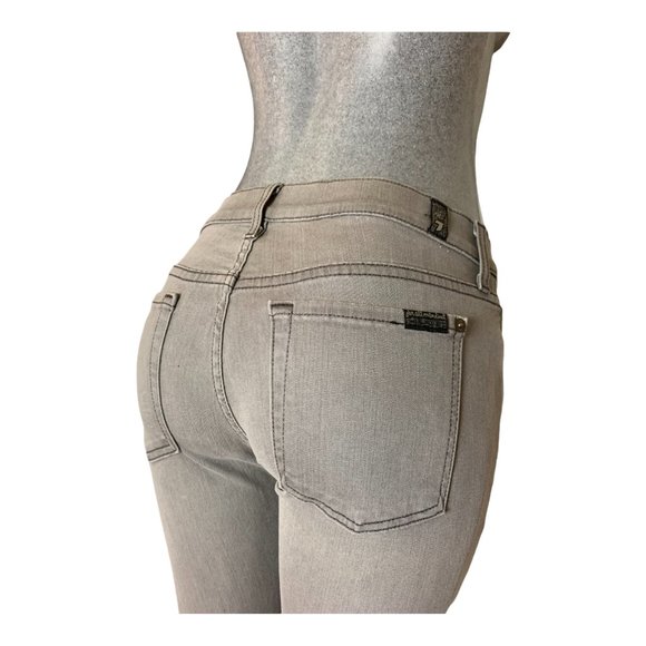 7 For All Mankind 'the Skinny' Womens Jeans Tag 27 Gray Low-Rise W27xL32 Denim - Picture 1 of 12